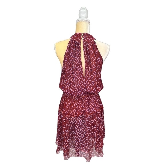 Poupette St. Barth Silk Halter Mini Dress Size Small Ruffled Brick Red New NWT - Picture 4 of 8
